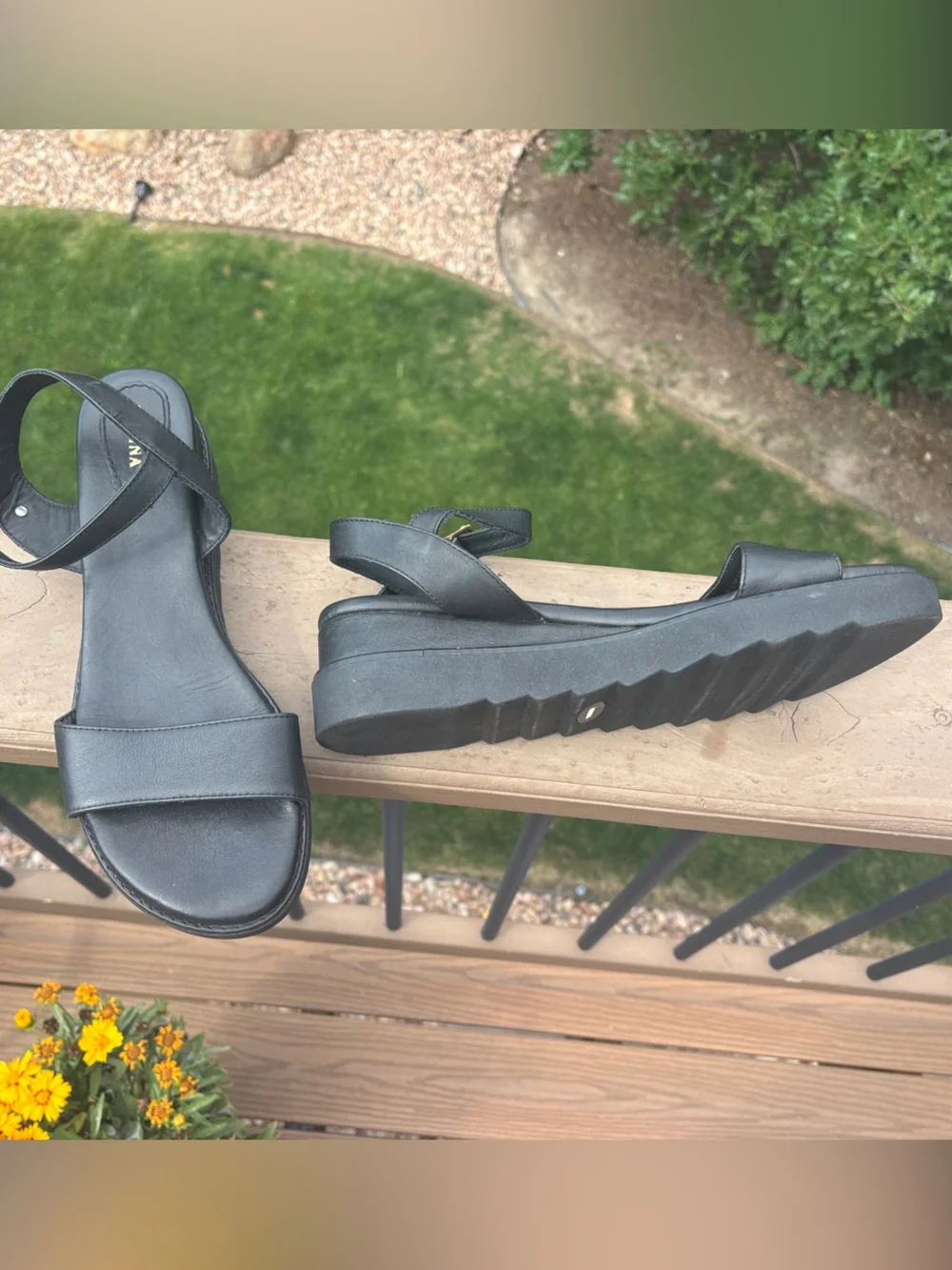 Portland Leather Black Platform Ankle-Strap Sandals